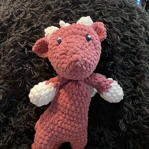 Plush Dragon Toy - Pink and White